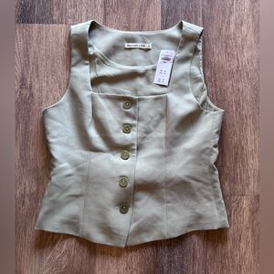 Abercrombie & Fitch Women's Sage Sleeveless Button-Up Vest